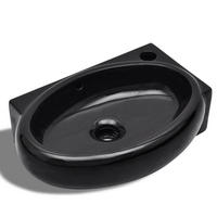 WASCHBECKEN Keramik Mit Hahn/Überlaufloch Schwarz Rund - Schwarz, Keramik (28/12.5/41cm) - vidaXL