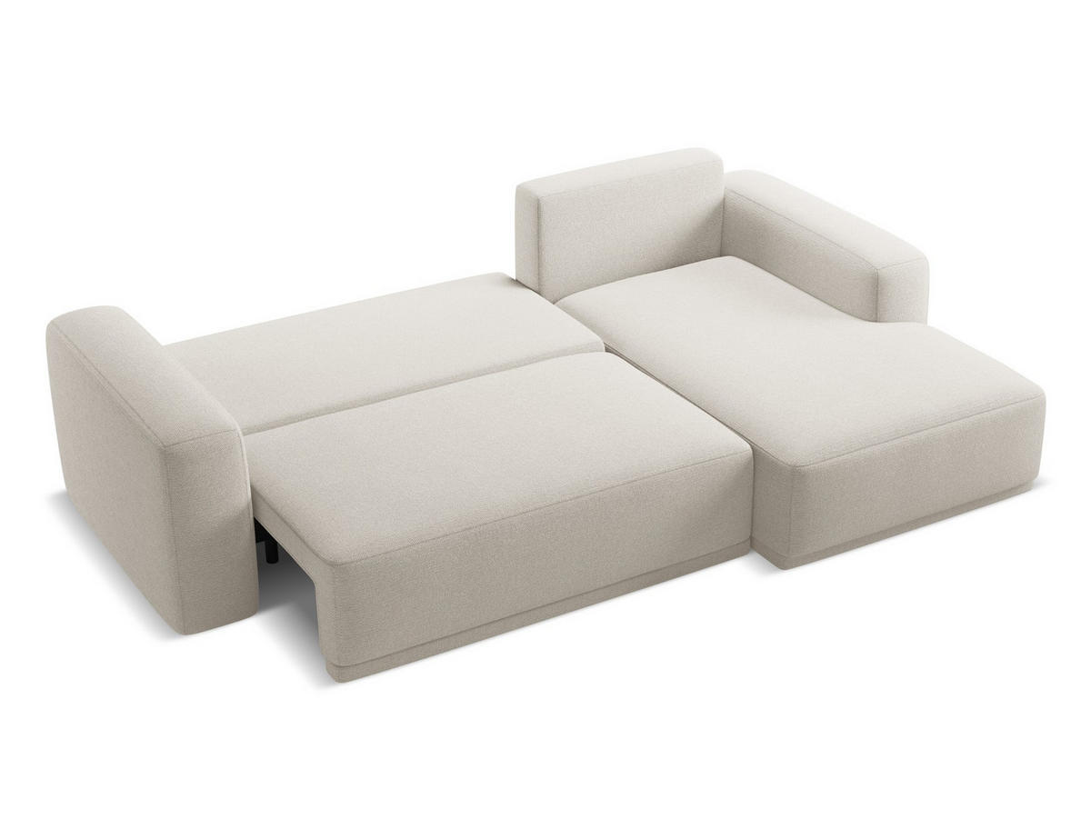 ECKSOFA mit Schlaffunktion Chenille Stoff Grau - Silberfarben/Schwarz, Kunststoff/Textil (258/160cm) - Makamii