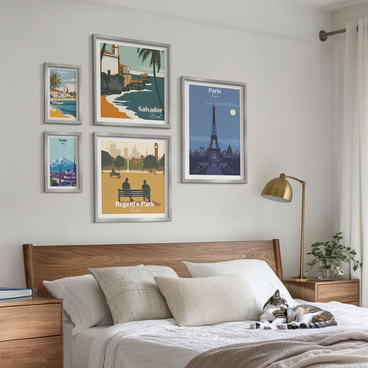WANDBILDER 5er Set - 50x50 cm & 20x30 cm & 40x60 cm Silberner Rahmen - Touristische Küstenlandschaften - Silberfarben, Kunststoff (40/60cm) - ArtPrintCave