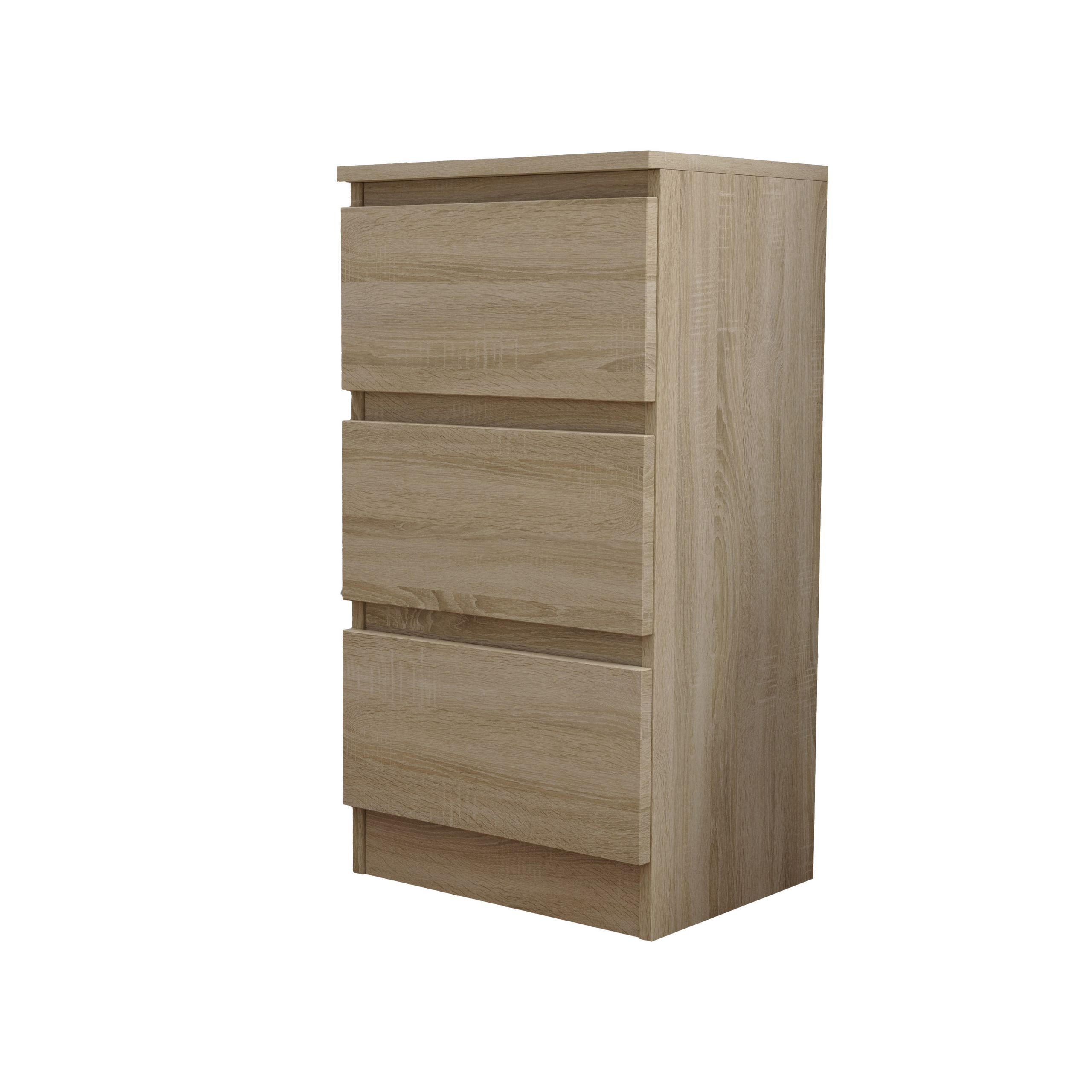 KOMMODE ALLEGRA 40/72/33 cm mit 3 Schubladen Sonoma Eiche - Sonoma Eiche, Holzwerkstoff (40/72/33cm) - MASSENO