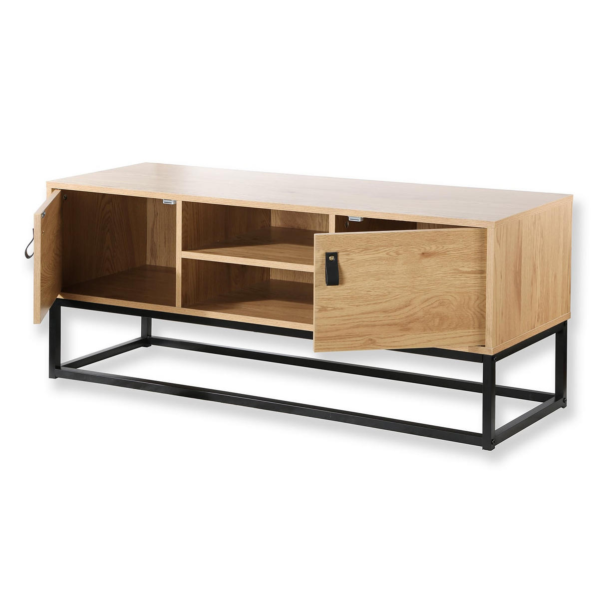 TV-MÖBEL Eiche Dekor 2 Türen und zentrale Ablage - L120 cm - Nussbaumfarben, Holzwerkstoff (39/48/120cm) - Calicosy