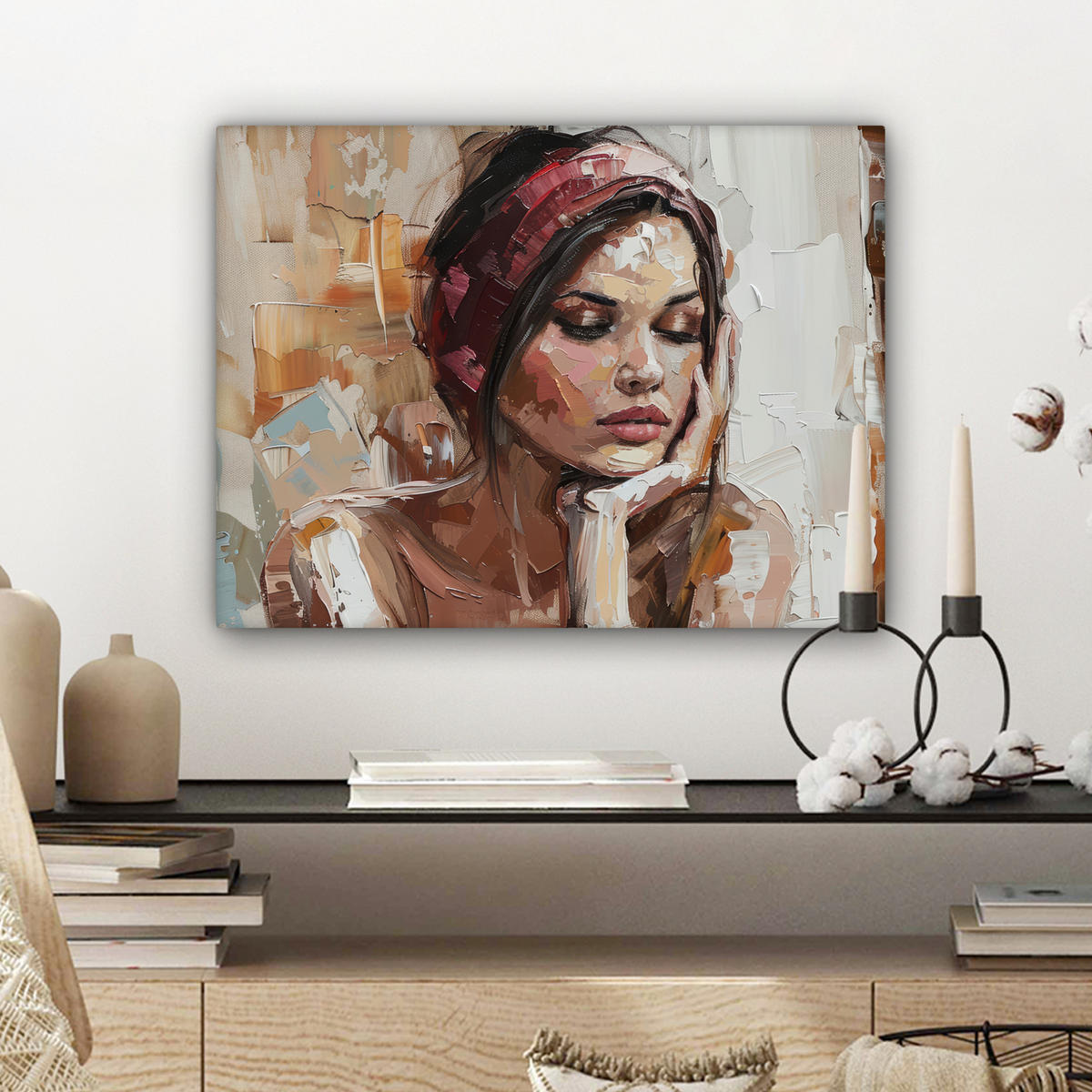 LEINWANDBILD Frau - Lackierung - Porträt - Modern Wandbild 40x30 cm - Altrosa, Textil (40/30cm) - MuchoWow