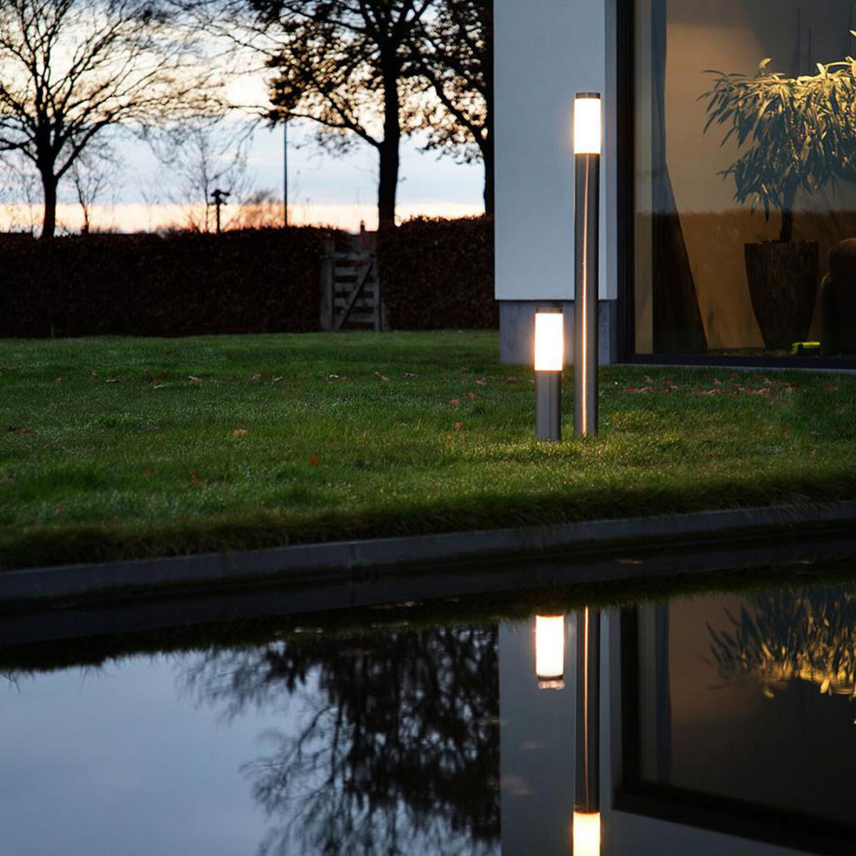 LED WEGLEUCHTE Edelstahl Silber - Silberfarben, Kunststoff (7.5/7.5/45cm)