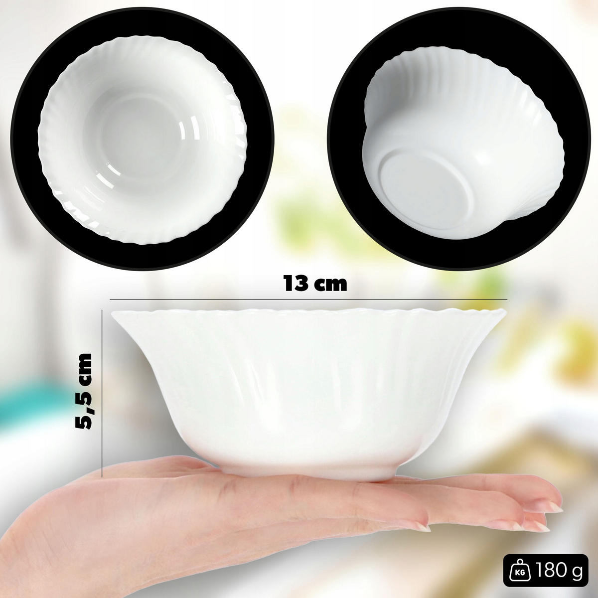 SALATSCHÜSSEL aus Glas, 13 x 5 cm, Weiß - Weiß, Glas (13cm) - KADAX