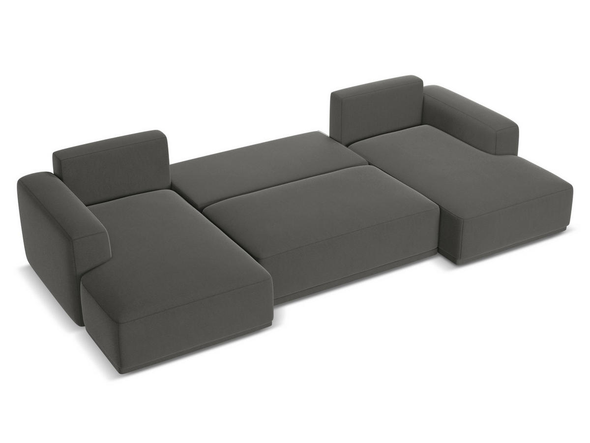 WOHNLANDSCHAFT Samt Stoff Grau - Dunkelgrau/Schwarz, Kunststoff/Textil (333/91/160cm) - Makamii