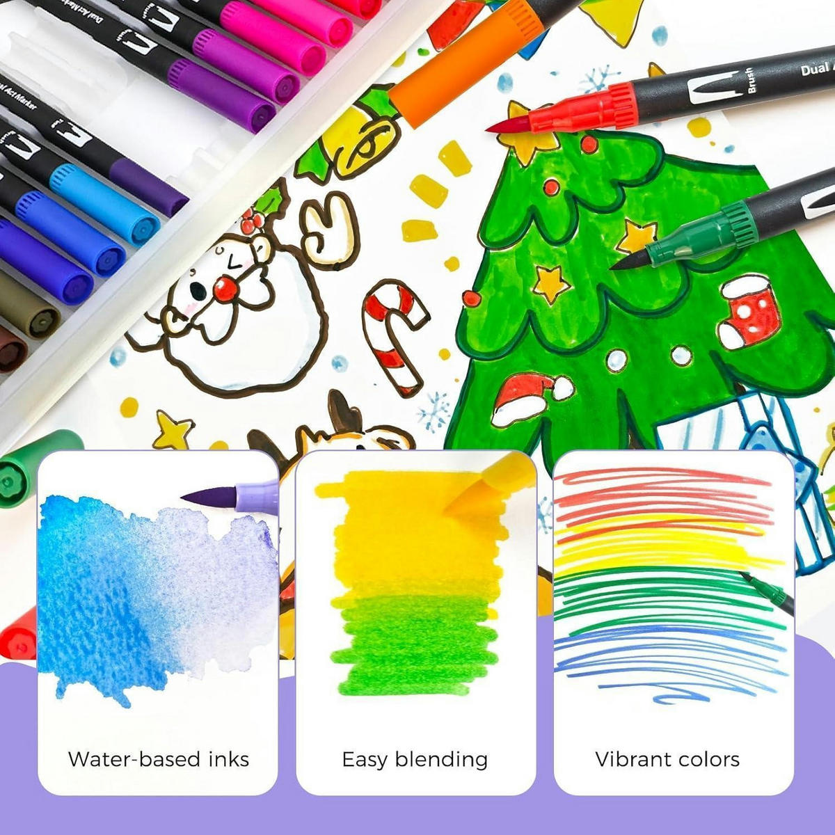 FILZSTIFTE Set 24 Farben Dual Tip Pinselstifte für Kalligraphie und Handlettering - Multicolor, Kunststoff (16/1.5/25.4cm)
