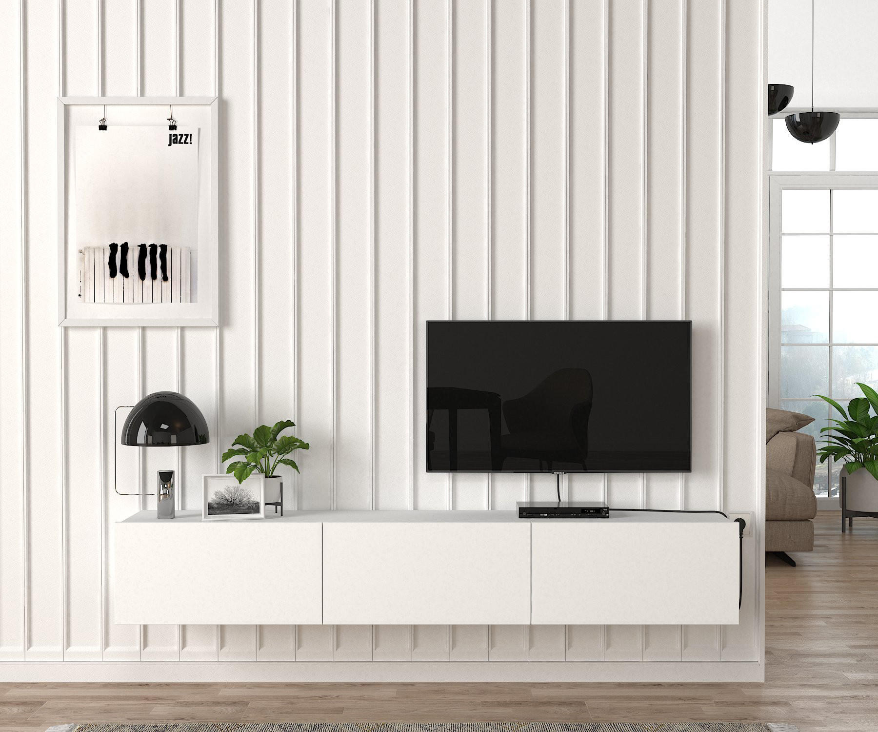 TV-LOWBOARD Hängend Damla Weiß - Weiß, Holzwerkstoff (180/29.5/29.5cm) - moebel17