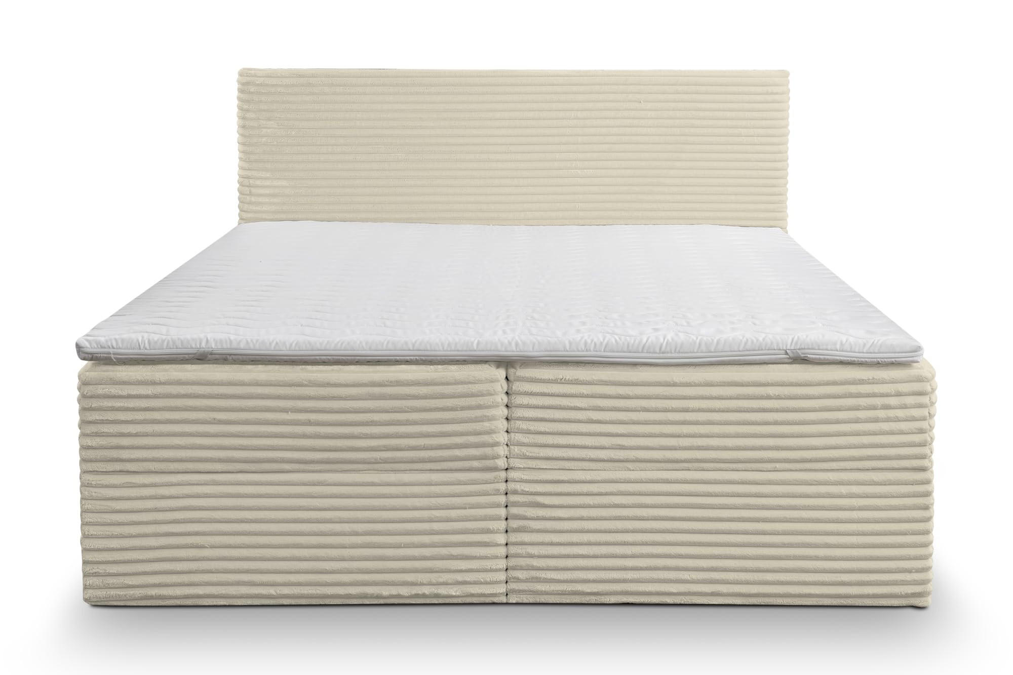 BOXBETT TILLY mit zwei Bettkästen H2/H3 Matratze und Topper 140 x 200 cm - Beige, Holzwerkstoff (140/200cm) - VENASI MÖBEL