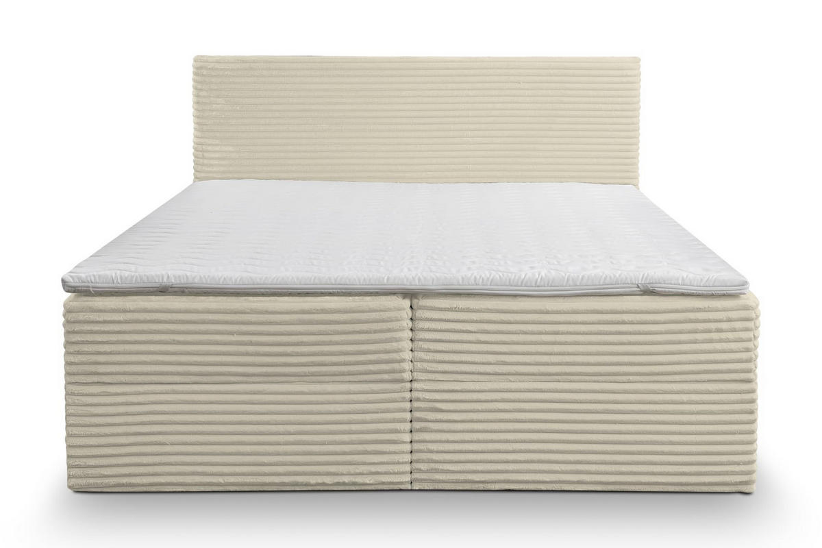 BOXBETT TILLY mit zwei Bettkästen H2/H3 Matratze und Topper 160 x 200 cm - Beige, Holzwerkstoff (160/200cm) - VENASI MÖBEL