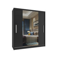 SCHWEBETÜRENSCHRANK Verona ME, Schwarz Matt, 133 cm, mit Spiegel - Schwarz, Holz (133/216/60cm) - B BELINI GROUP