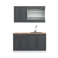 SINGLEKÜCHE Fame-Line Anthrazit-Gold/Weiß 140 cm, AP Eiche - Anthrazit/Graphitfarben, Holzwerkstoff (140/81.6/60cm) - Vicco