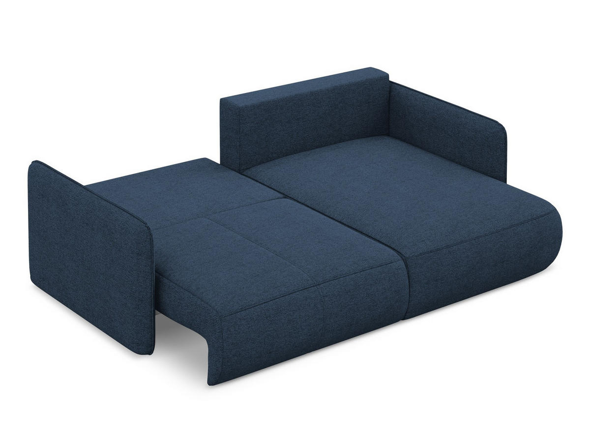 ECKSOFA mit Schlaffunktion Chenille Stoff Blau - Blau/Schwarz, Kunststoff/Textil (207/148cm) - Makamii