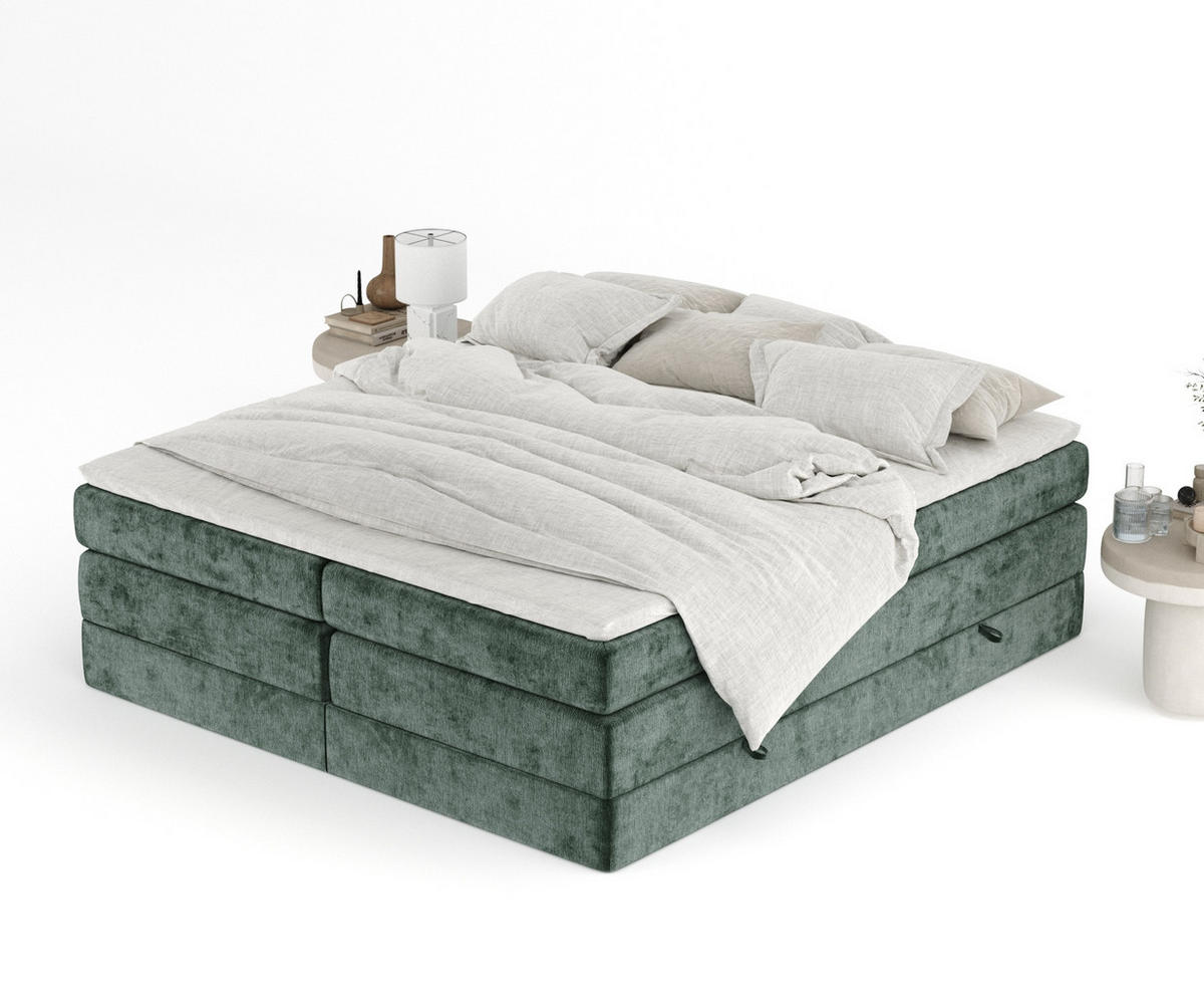 BOXSPRINGBETT Juniper Grün 200/200 cm - Schwarz/Grün, Holz/Holzwerkstoff (200/200cm) - Maison de Reve