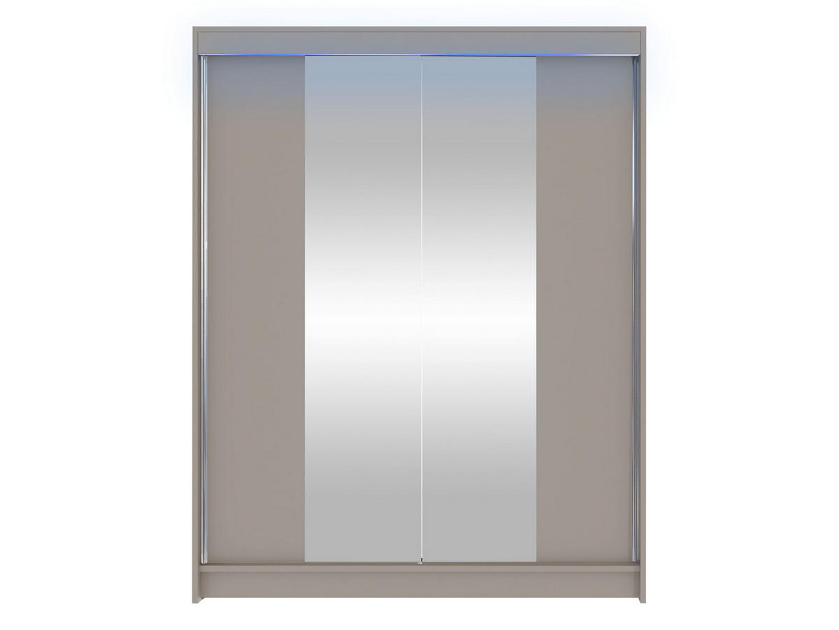 SCHWEBETÜRENSCHRANK Camino II mit RGB LED Beleuchtung - Kaschmir/Silberfarben, Holzwerkstoff/Metall (150/200/58cm) - MIRJAN24