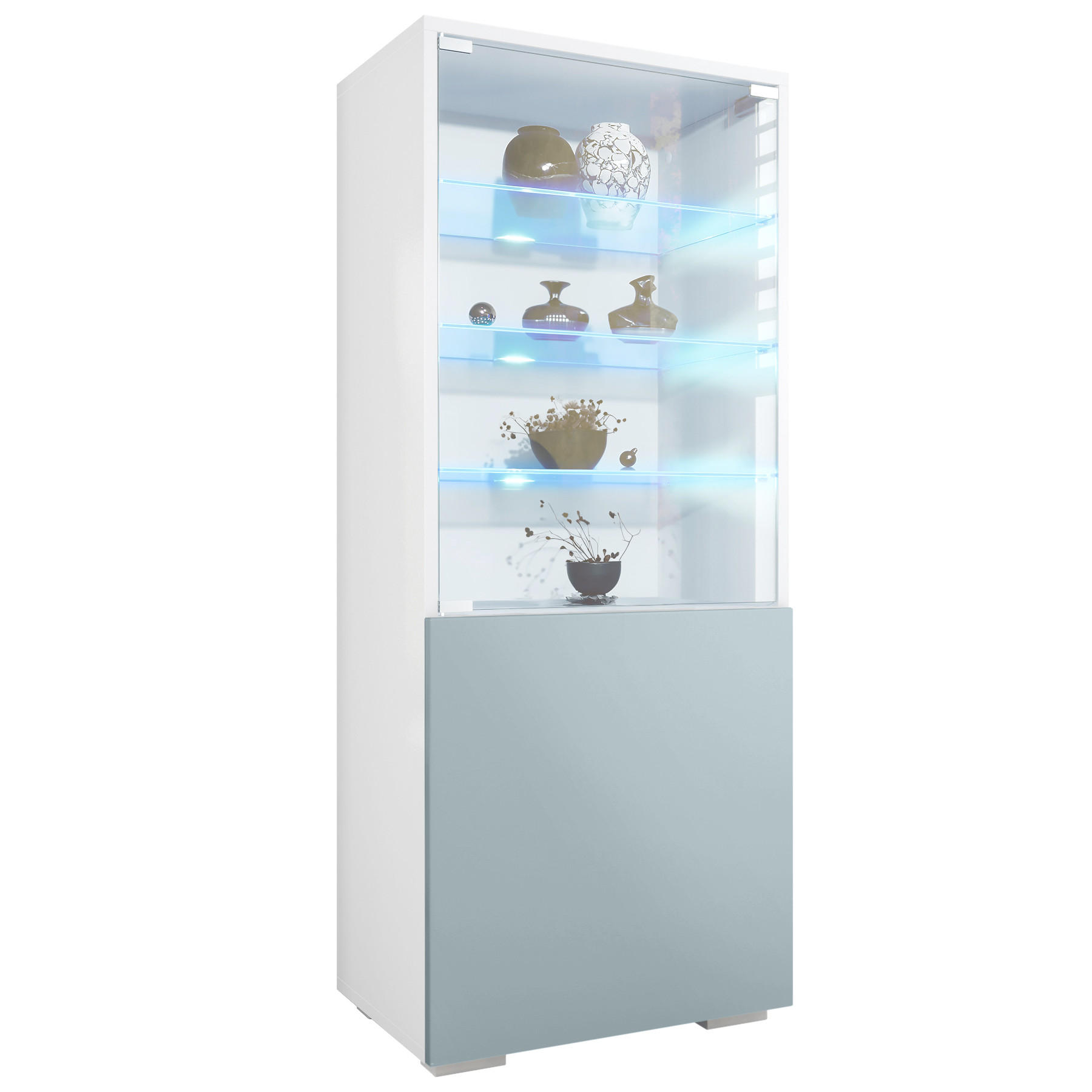 VITRINE Granada Denim matt - Pastellblau, Holzwerkstoff (50/122.5/34.5cm) - Vladon