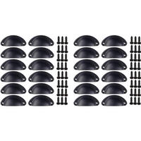 MUSCHELGRIFF 24er-Set Schwarz Eisen Lochabstand 65 mm mit Schrauben Küche Kommode - Schwarz, Metall (3.1/3.1/8.1cm) - MCBOSON