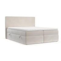 BOXBETT Nuvia 200/200 cm Creme im Paros Stoff - Creme/Schwarz, Holz/Holzwerkstoff (200/200cm) - AltaBeds