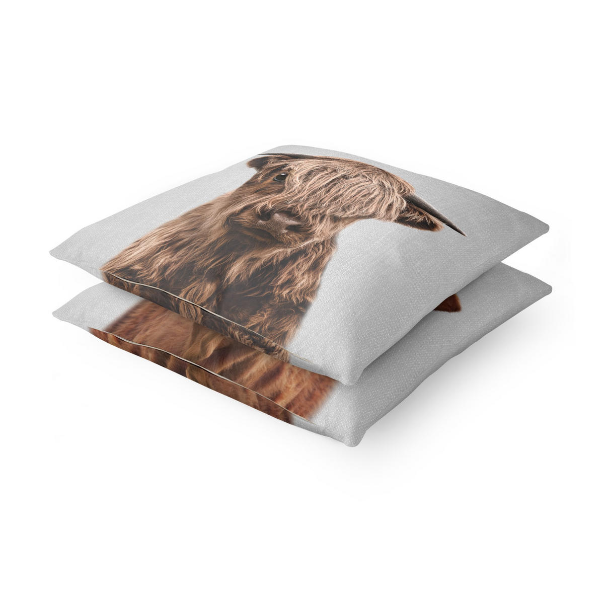 DEKOKISSEN 2er-Set Hochlandrind Kuh Duo 50/50 cm - Braun, Textil (50/50cm) - Bilderwelten