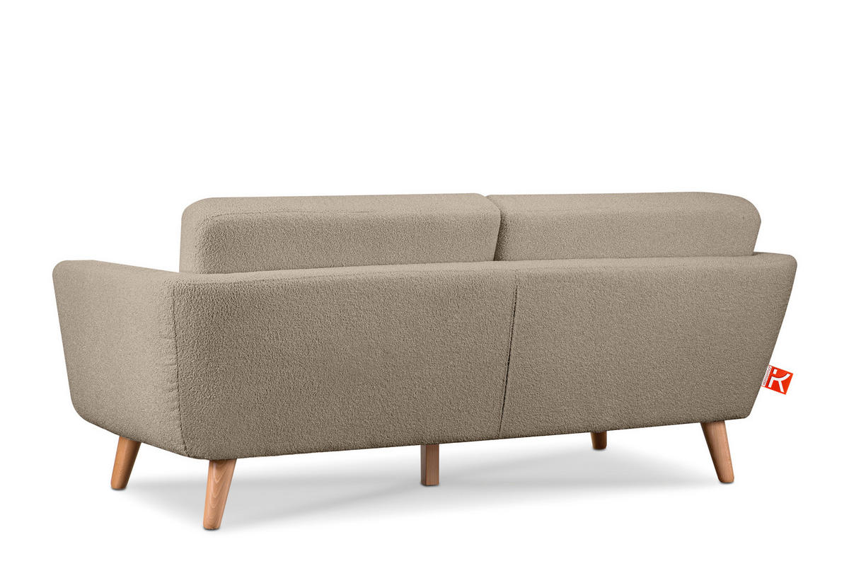 3-SITZER-SOFA TAGIO mit Armlehnen, Dunkelbeige - Graubraun/Beige, Buchenholz/Textil (88/80/190cm) - KONSIMO®
