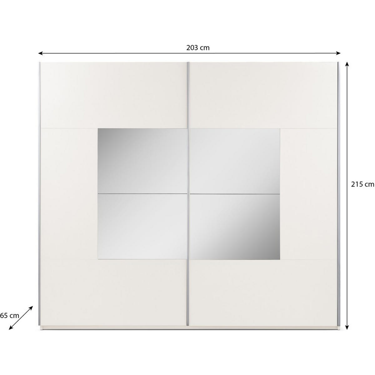 SCHWEBETÜRENSCHRANK Brooklyn mit 2 Türen und Spiegel, graphitfarben, 250 cm - Graphitfarben, Holzwerkstoff (250/215/65cm) - Beautysofa