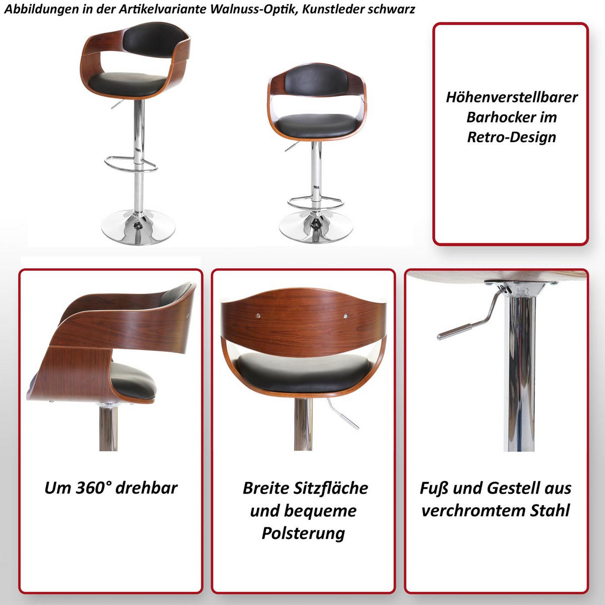 BARHOCKER Grau, Schwarz - Schwarz/Grau, Textil (59/109/50cm) - MCW