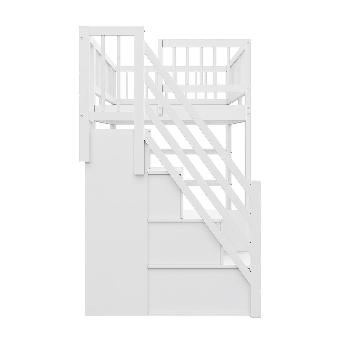 HOCHBETT 90/200 cm in Weiß – mit Stauraum, Kleiderschrank und Rausfallschutz - Weiß, Holz (90/200cm) - BEAOK
