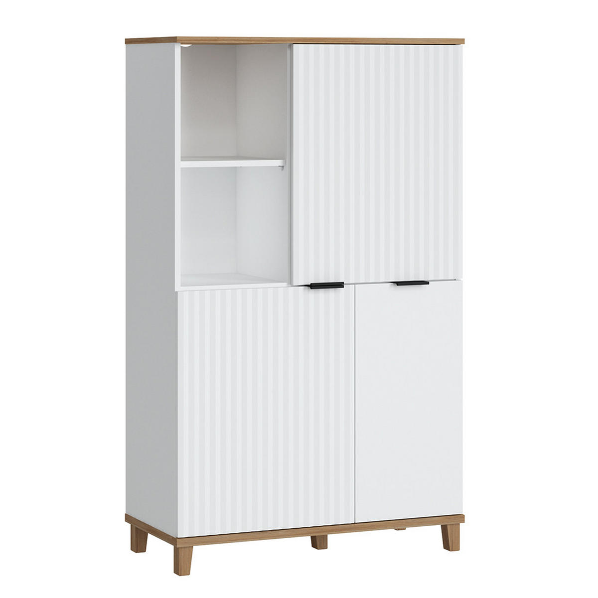 WOHNZIMMER-SET 6-TLG. Plymouth-129 - Weiß, Holzwerkstoff (724/208/68cm) - Lomado