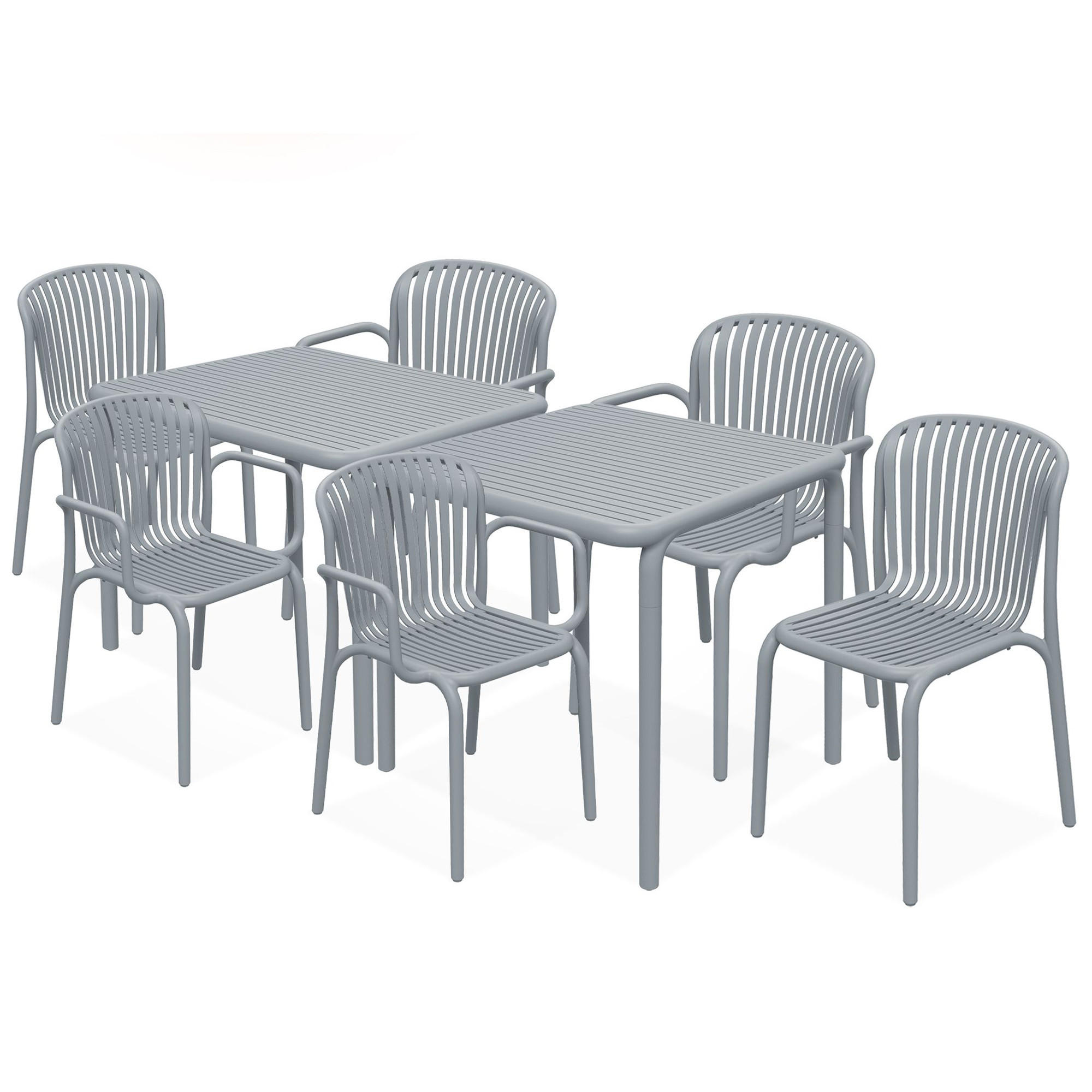 GARTEN ESSGRUPPE FICCARI, Gartenmöbel-Set 8-tlg, Grau - Grau, Kunststoff - KONSIMO®