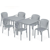 GARTEN ESSGRUPPE FICCARI, Gartenmöbel-Set 8-tlg, Grau - Grau, Kunststoff - KONSIMO®