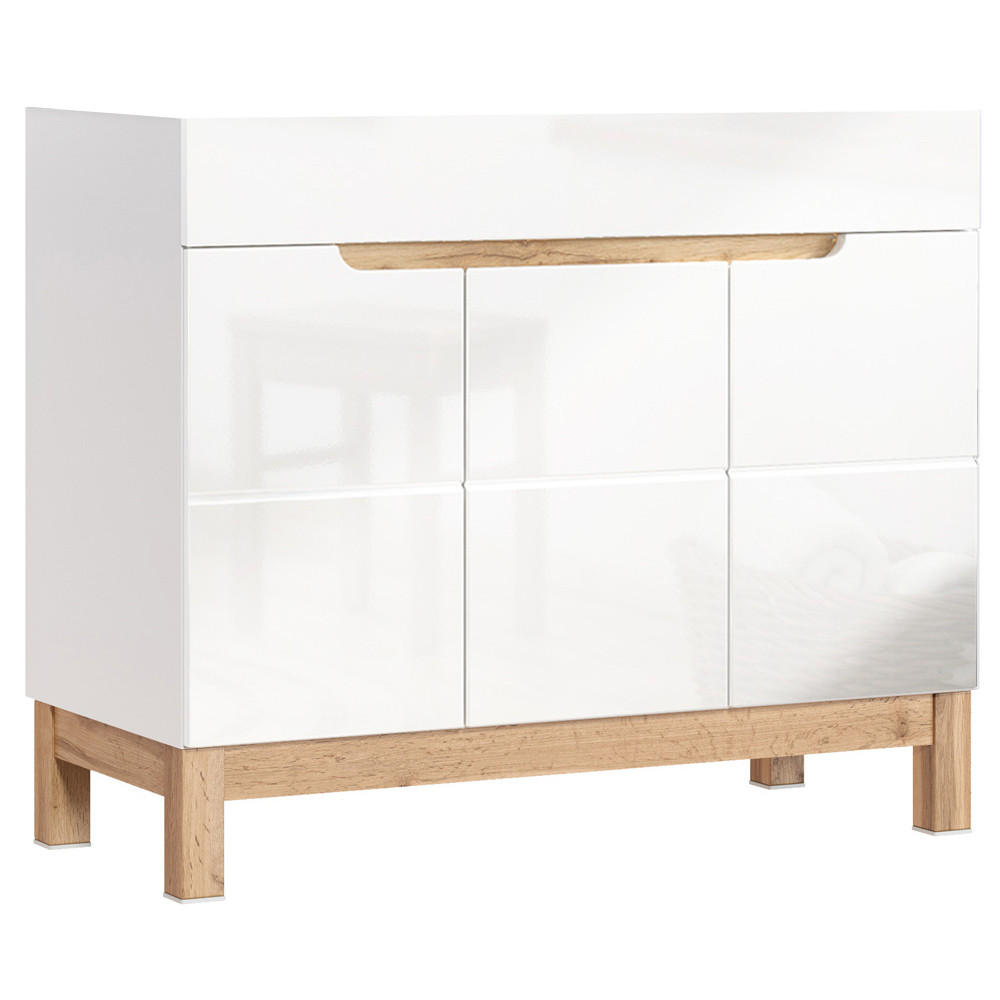 WASCHBECKENSCHRANK Solna-56 - Weiß, Holzwerkstoff (100/85/46cm) - Lomado