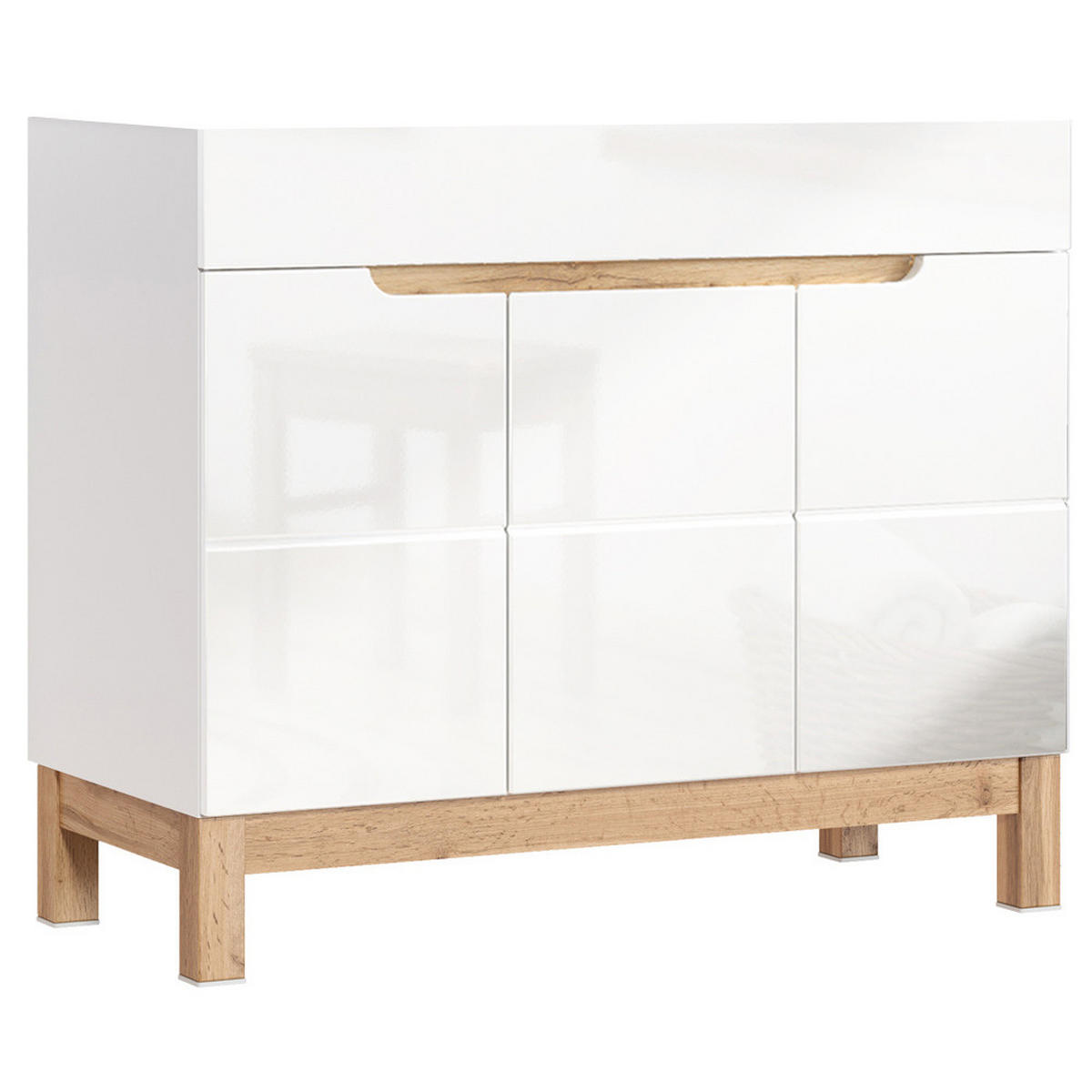 WASCHBECKENSCHRANK Solna-56 - Weiß, Holzwerkstoff (100/85/46cm) - Lomado