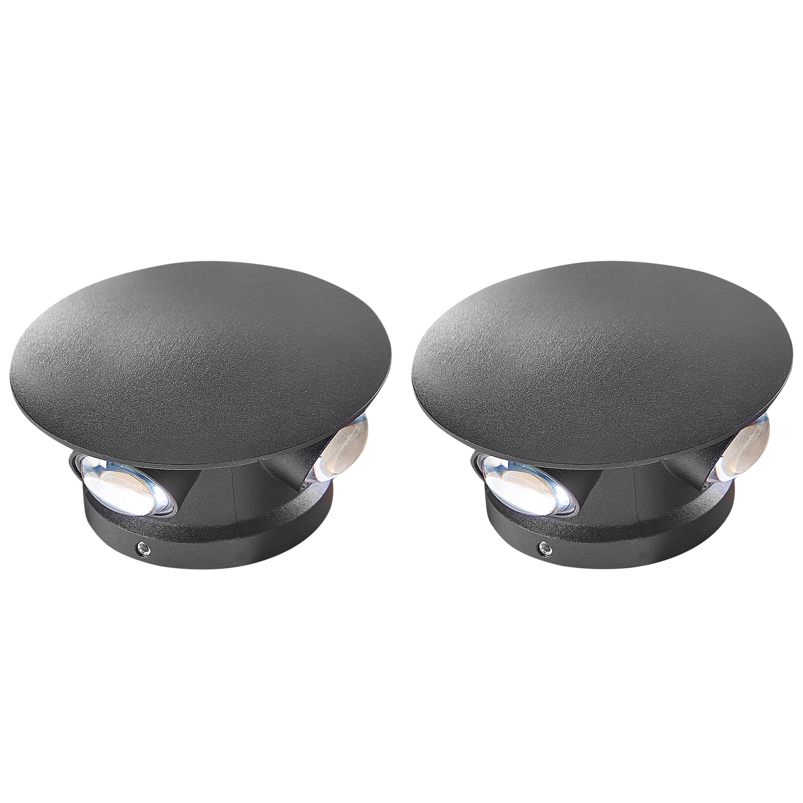 AUSSENWANDLEUCHTE 2er Set Schwarz Maurice - Schwarz, Metall (10/10/5cm) - Beliani