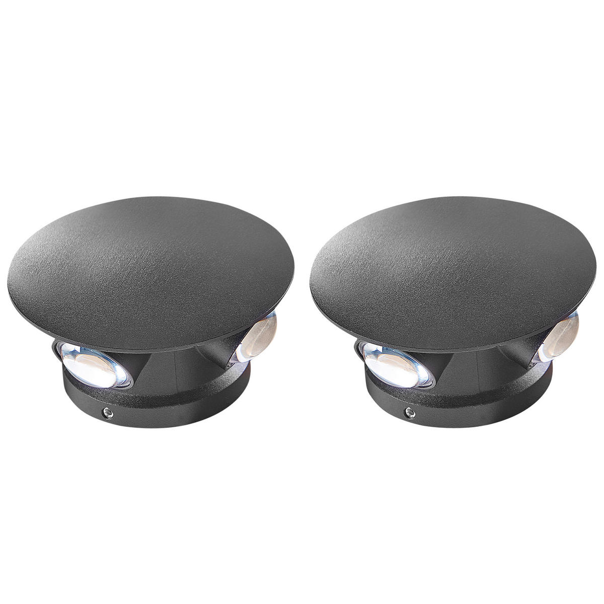 AUSSENWANDLEUCHTE 2er Set Schwarz Maurice - Schwarz, Metall (10/10/5cm) - Beliani