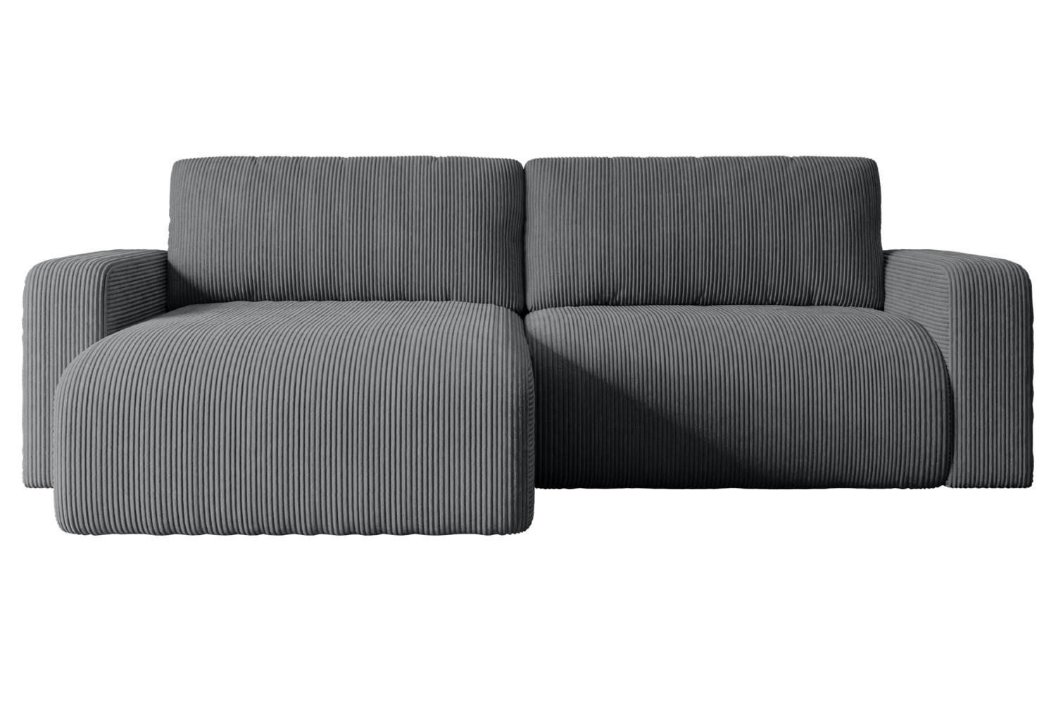 ECKSOFA mit Schlaffunktion und Bettkasten KLEEA-L - 247x143x83 cm Dunkelgrau Cord - Dunkelgrau/Schwarz, Holzwerkstoff/Kunststoff (247/143cm) - ALTDECOR