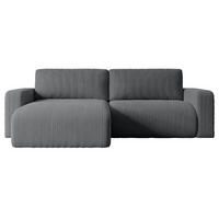 ECKSOFA mit Schlaffunktion und Bettkasten KLEEA-L - 247x143x83 cm Dunkelgrau Cord - Dunkelgrau/Schwarz, Holzwerkstoff/Kunststoff (247/143cm) - ALTDECOR