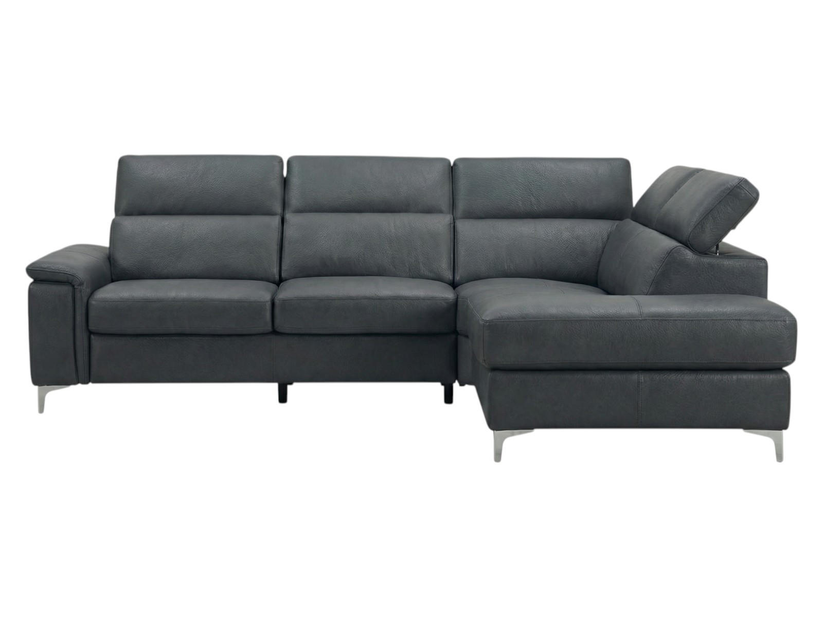 ECKSOFA Avenger Echtleder Anthrazit - Anthrazit, Leder/Metall (271/81/224cm)