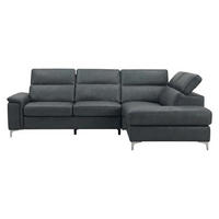 ECKSOFA Avenger Echtleder Anthrazit - Anthrazit, Leder/Metall (271/81/224cm)
