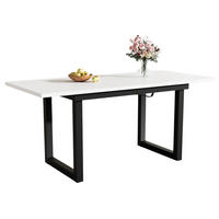 RAZTEGLJIVA jedilna miza 140/180/80/75 cm v industrijskem slogu, stabilen jeklen okvir, Bela/Črna - bela, leseni material (180/80/75cm) - Redom