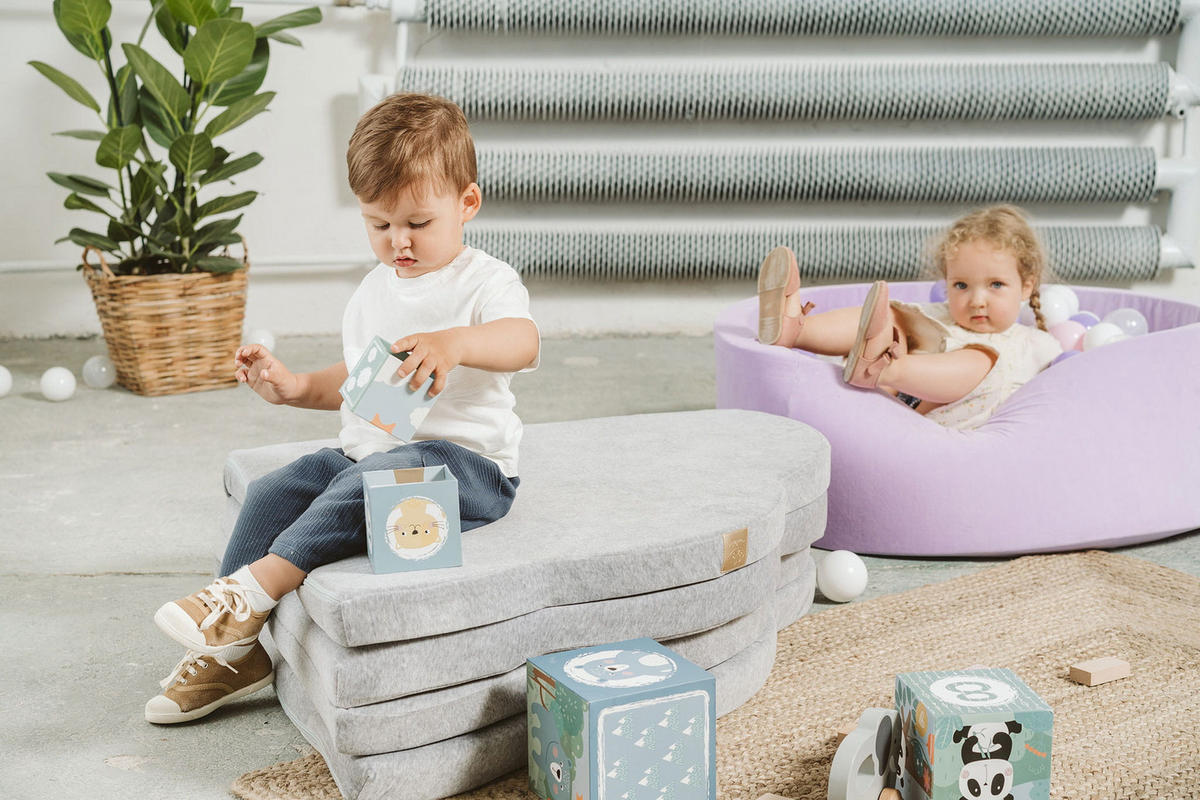 SPIELMATTE für Kinder, Wolke, Samt, Hellgrau - Grau, Textil (160/160cm) - MeowBaby