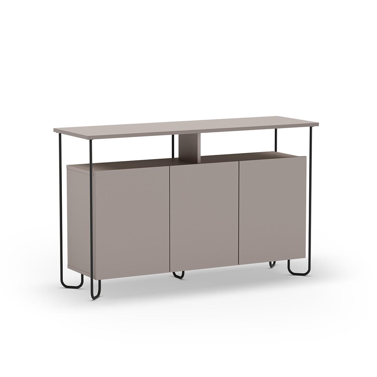 SIDEBOARD 3 Türen mit Metallfüßen B130 cm - DILLY - Braun, Holzwerkstoff (40/80/130cm) - Calicosy