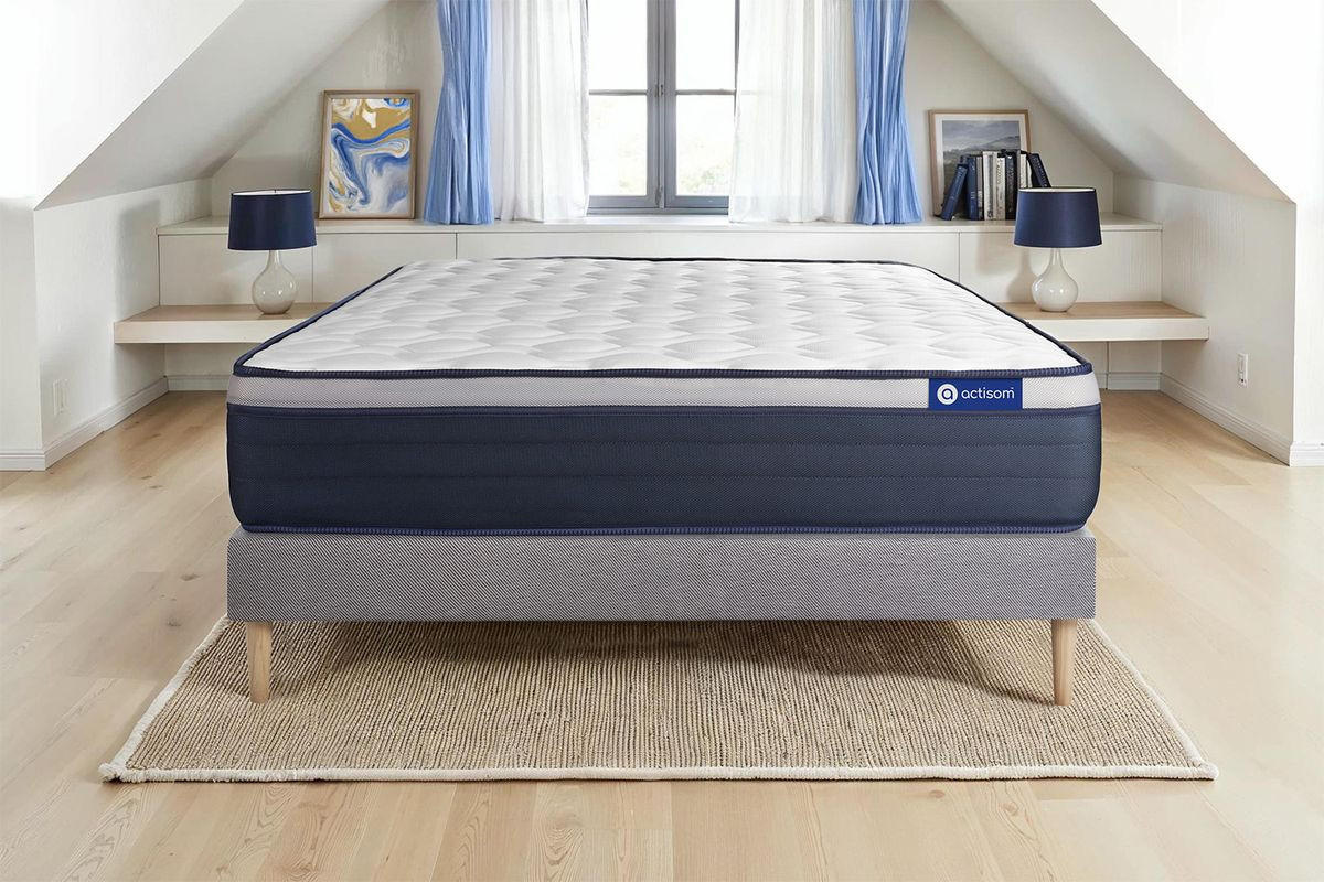 BETT Actilatex max Latex und Memory-Schaum 180 x 220 cm h3 - Kit Bettgestell Grau - Beige/Grau, Karton/Holz (180/220cm) - ACTISOM