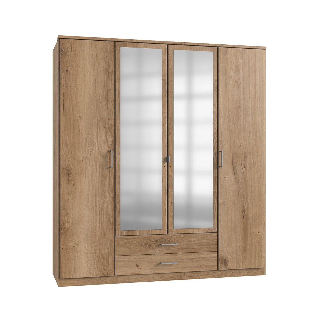 KLEIDERSCHRANK 2 Türen, 2 Spiegeltüren und 2 Schubladen - L179 cm - Eiche Artisan, Holzwerkstoff (58/199/179cm) - Calicosy