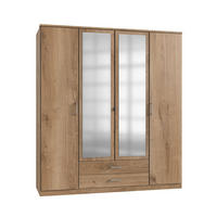 KLEIDERSCHRANK 2 Türen, 2 Spiegeltüren und 2 Schubladen - L179 cm - Eiche Artisan, Holzwerkstoff (58/199/179cm) - Calicosy