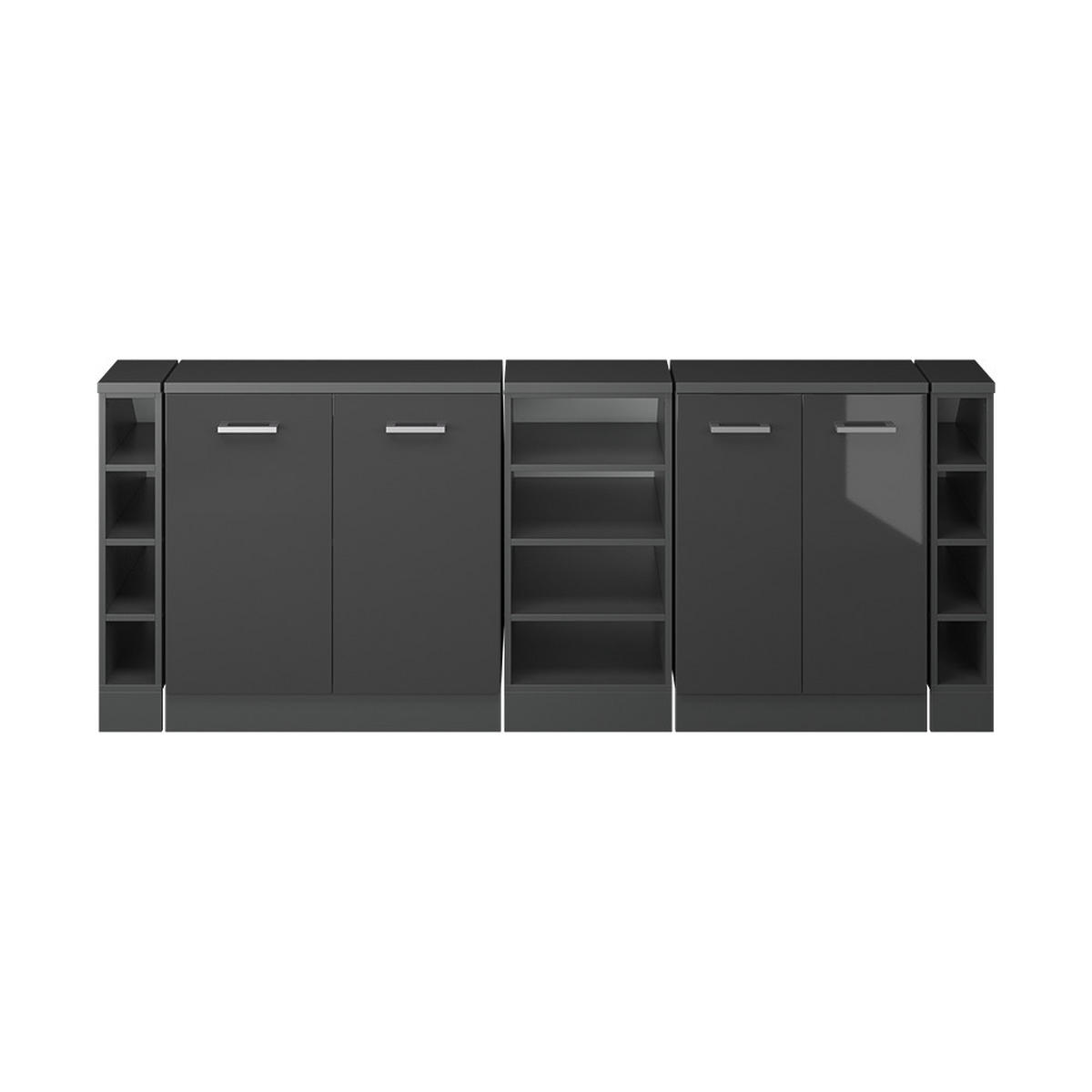 ŠATNÍKOVÁ ZOSTAVA PRE ŠIKMÉ STRECHY Rion Antracit vysoký lesk 210 cm Súprava 5 korpusov skrine hĺbka 60 cm - antracitová/čierna s vysokým leskom, kompozitné drevo (210/83.8/60cm) - Vicco