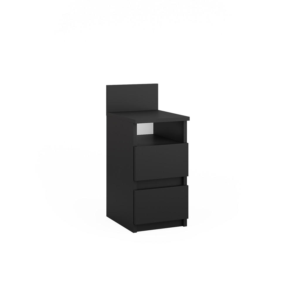 NACHTTISCH Monty Schwarz 25 x 59.1 cm mit 2 Schubladen - Schwarz, Holzwerkstoff (25/59.1/32.3cm) - Vicco