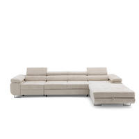 ECKSOFA ALONZO MAXI Rechts mit Schlaffunktion 125x195 Chenille Beige - Chromfarben/Beige, Holz/Textil (350/203cm) - Muffo