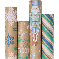 GESCHENKPAPIER 4 Rollen Kraftpapier Weihnachtsmotive 76 x 300 cm - Multicolor, Papier (4/76/15cm)