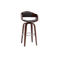 BARHOCKER Drehbar Schwarz Dunkles Holz H67 cm GAO - Walnussfarben, Textil (55/96/55cm) - Miliboo