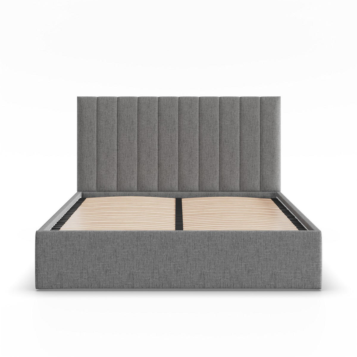 POLSTERBETT MIT KOPFTEIL 180x200 ohne Bettkasten POLLA, Grau - Dunkelgrau, Textil (180/200cm) - Mebligo