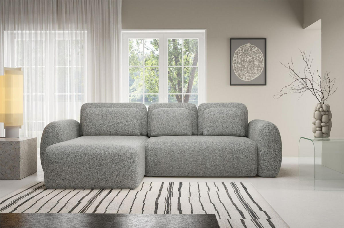 ECKSOFA Gaston Mit Schlaffunktion - Grau, Holzwerkstoff/Textil (304/190cm) - Fun Möbel